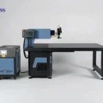 CNC spot welding machine with a flat worktable, designed for precise and automated spot welding of metal components.